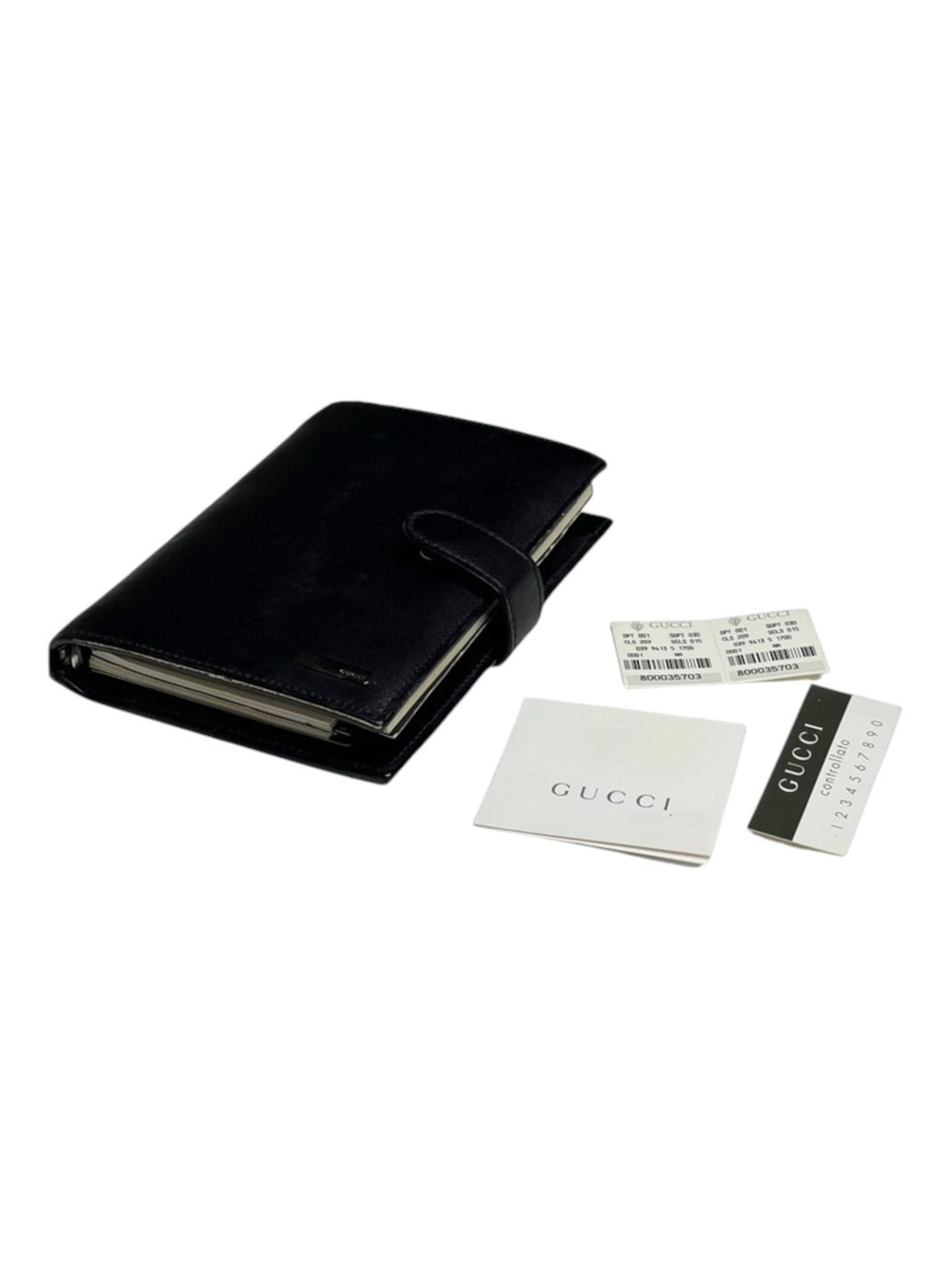 Vintage: Gucci ♛ Small Leather Daily Organizer Book ♛ Gold Logo Hardware Plaque - Picture 12 of 16